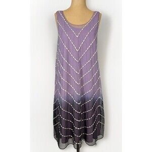 Soft Surroundings La Jolla Dress Lavender Ombré Mesh Slip Boho Dress Women’s M